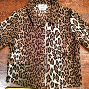 Girls Amy Byer leopard print fleece XL 16 zip up jacket